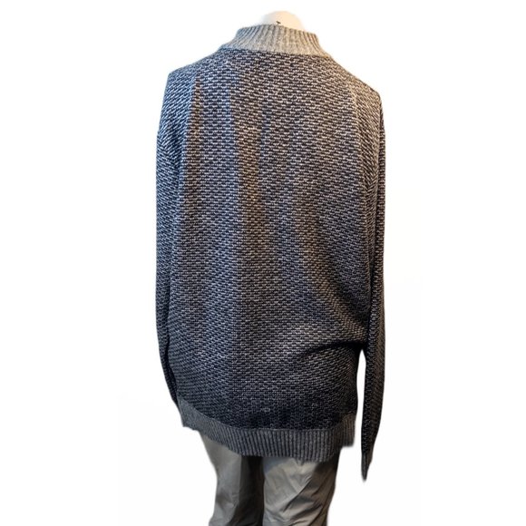Whipper In Mens Size XXL Sweater Black Grey Knit Grandpacore New Zip Mockneck - Picture 4 of 11